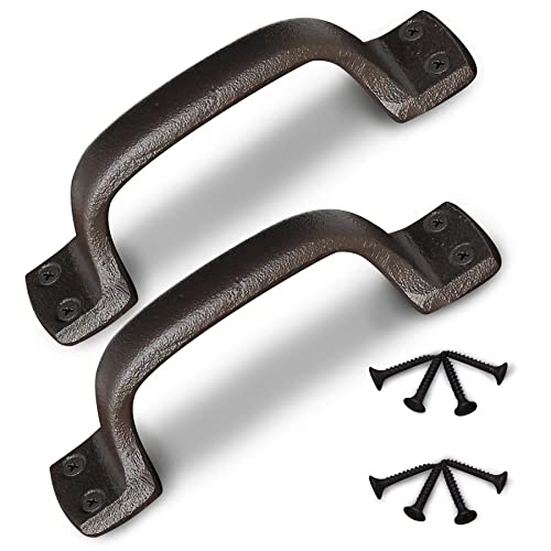 Keponbee Sliding Barn Door Handle Cast Iron Gate Handle Vintage Metal Solid Heavy Duty Gate Pull Handle, Set of 2, 7 Inch - Image 1