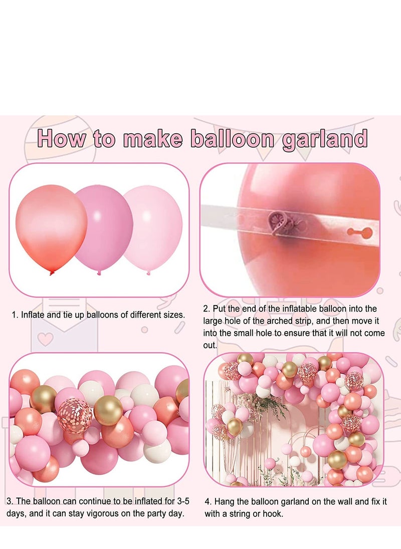 xppier 140pcs Pink Balloons Arch Kit Party Supplies Decoration Balloons for Birthday Baby Shower  - Image 3