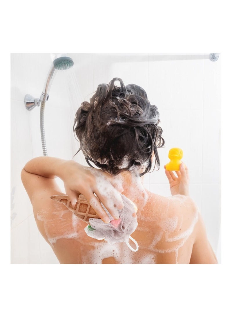 Y&D Bath Shower Sponge, 3Pcs Ice Cream Shaped Kids Loofahs Balls Cute Body Scrubber Bubbles Ball for  - Image 2