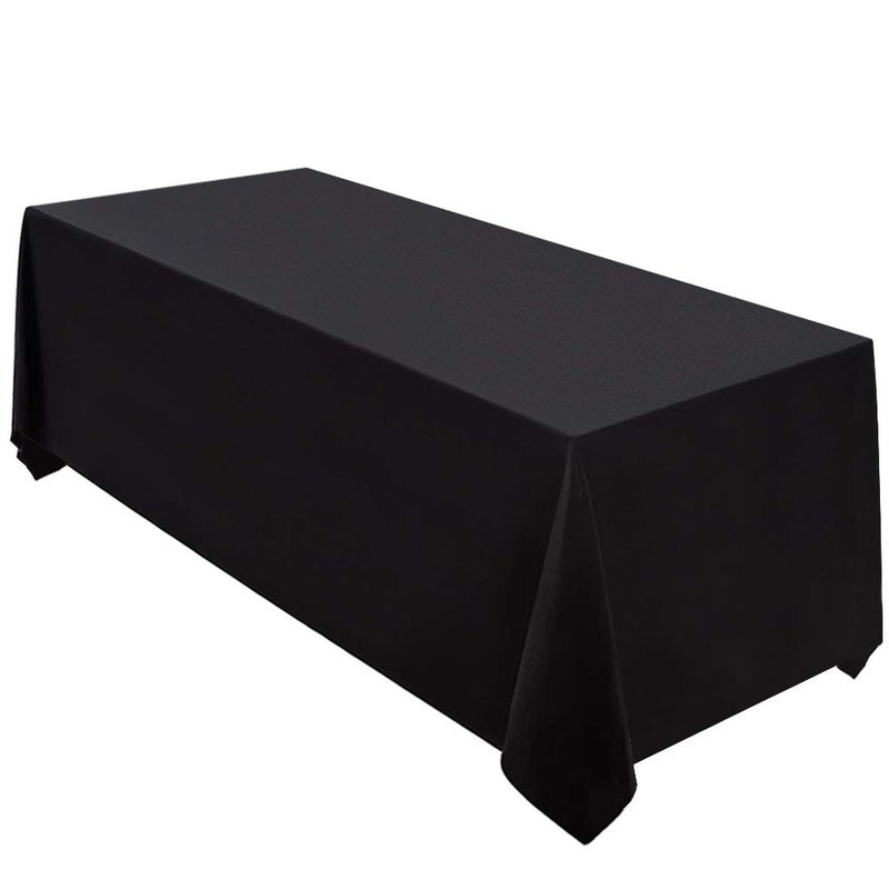 Surmente Black Tablecloth 90 x 156-inch Rectangular Polyester Table Cloth for Weddings, Banquets, or Restaurants - Image 1