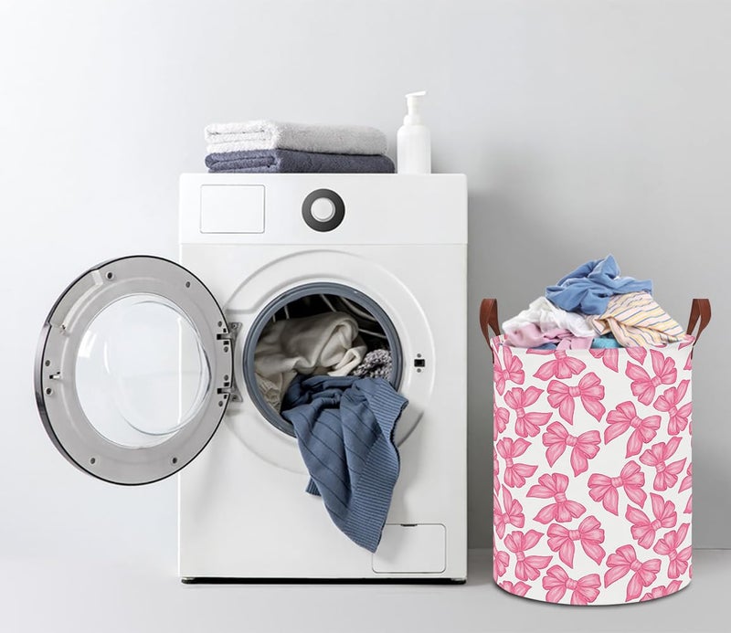 NTAOHAMPER Laundry Hamper,Laundry Basket,Baby Nursery Hamper,Waterproof Storage Bin,Clothes Organizer Basket,Room Decor(Big Bowknot) - Image 4