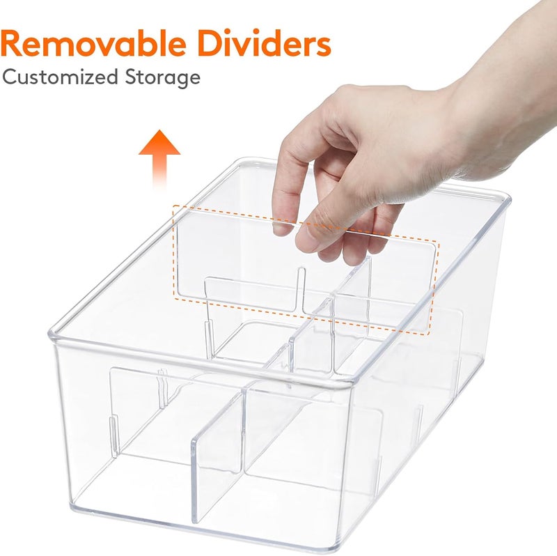 Lifewit 2 Pack Plastic Stackable Tea Bag Organizer, Divided Storage Bin Box for Kitchen Cabinets, Countertops, Pantry, Hold Coffee Pods, Sugar Packets, Condiments, 8 Sections - Image 2