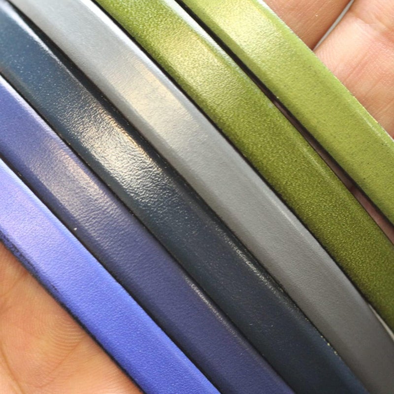 Aezzo Flat Genuine Leather Cord for Bracelet Making 3/8 in. - Real Leather Strip for Jewelry, Keychain, DIY Craft Making, Watch Band, Purse Strap, 1.1 Yard (Dark Blue) - Image 5