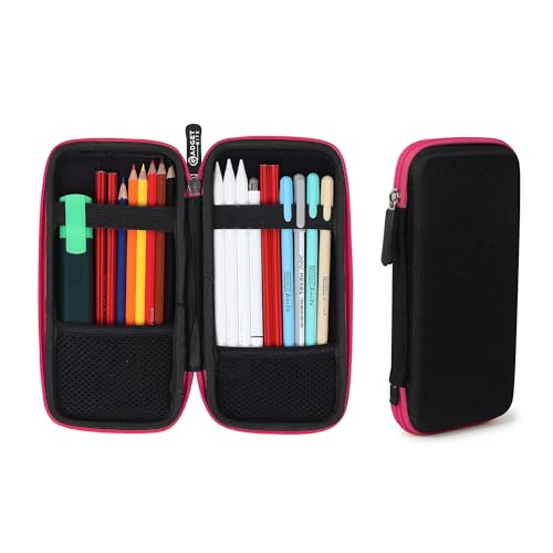 GadgetBite EVA Pencil Case Pen Pouch Holder Bag Stationery Box Large Storage EVA Hard Shell for School Supplies Office Stuff (Medium)-Pink - Image 1