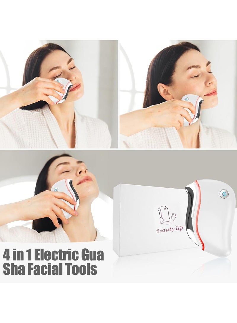 عام أداة تدليك Gua Sha الحرارية الكهربائية، فرشاة تدليك الوجه متعددة الأغراض من 4 في 1، تدليك الوجه، والذقن المزدوج، والتنشيط الجلدي، والعناية العميقة - Image 4