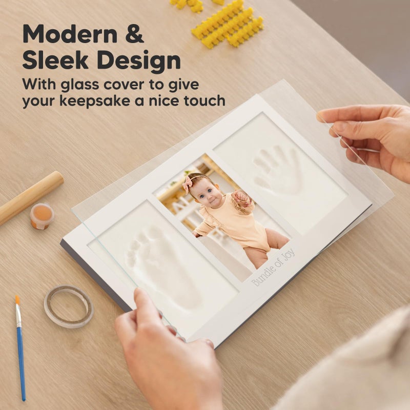 KeaBabies Baby Hand and Footprint Kit - Clay Handprint Keepsake Frame, Newborn Nursery Picture Frame, Personalized New Mom Gifts for Baby First Christmas Shower (Gunmetal Gray) - Image 5