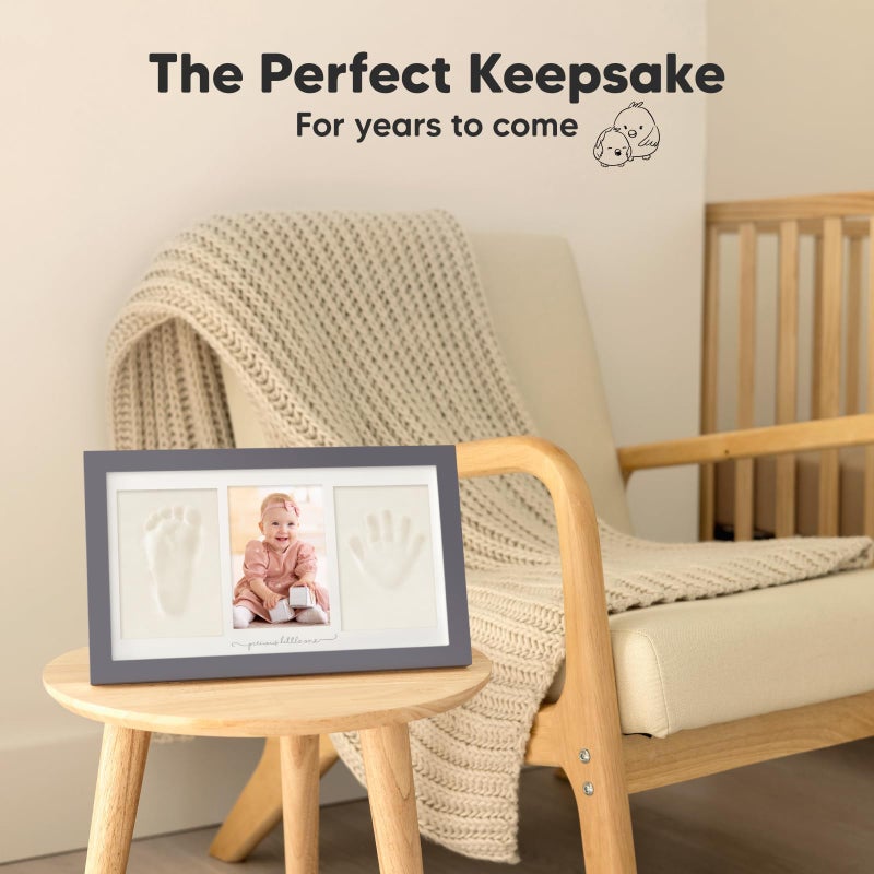 KeaBabies Baby Hand and Footprint Kit - Clay Handprint Keepsake Frame, Newborn Nursery Picture Frame, Personalized New Mom Gifts for Baby First Christmas Shower (Gunmetal Gray) - Image 3