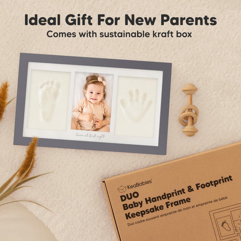 KeaBabies Baby Hand and Footprint Kit - Clay Handprint Keepsake Frame, Newborn Nursery Picture Frame, Personalized New Mom Gifts for Baby First Christmas Shower (Gunmetal Gray) - Image 4