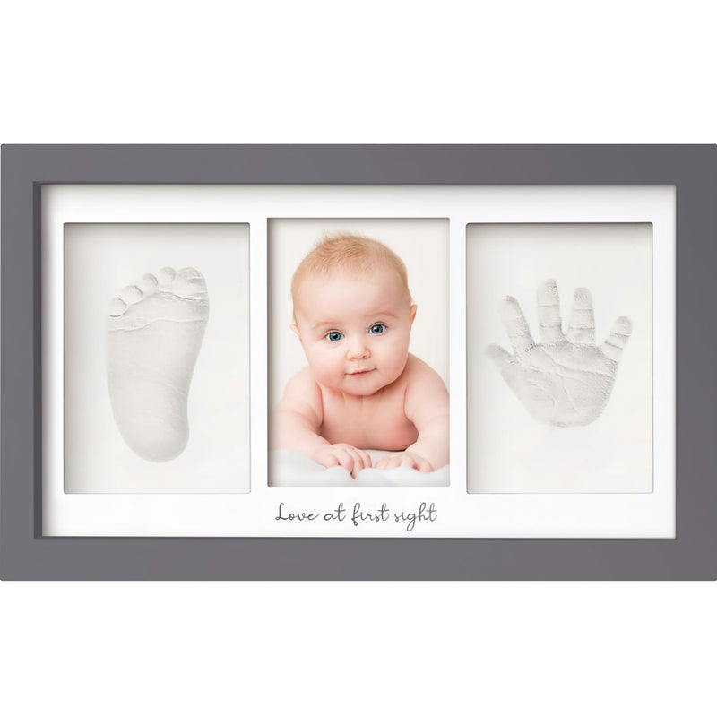 KeaBabies Baby Hand and Footprint Kit - Clay Handprint Keepsake Frame, Newborn Nursery Picture Frame, Personalized New Mom Gifts for Baby First Christmas Shower (Gunmetal Gray) - Image 1