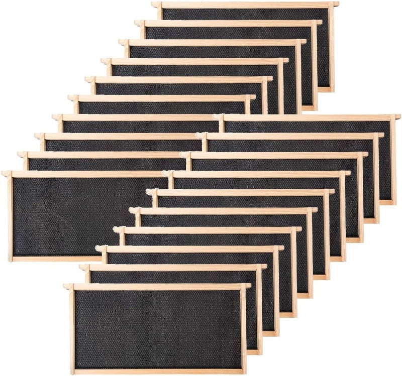 BeeCastle 20 Pack Beehive Frames and Waxed Foundations for Deep Brood Bee Hives with Wooden Bee Hive Frames and Beeswax Coated Foundations, 9-1/8-Inch (Black) - Image 1