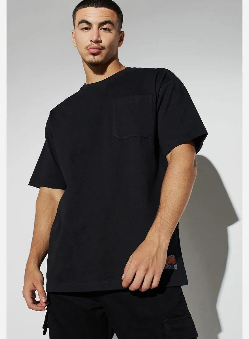 SP Characters Naruto Print Panelled Crew Neck T-Shirt