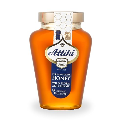 Attiki Pure Greek Honey with Wild Flora and Thyme Perfect for Baking Cooking Lemonade and Tea 16 oz 453 grams Glass Jar - Image 1