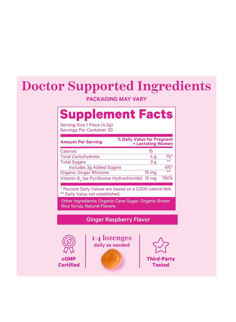 بينك ستروك حلويات غثيان الصباح، حلوى التوت والزنجبيل العضوية، 30 قرص استحلاب - Image 2