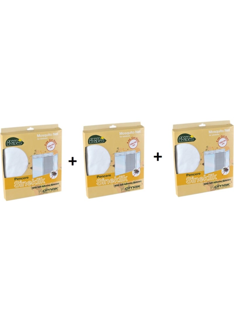 3 Pieces Fly Screen Washable Window Screen With Velcro Tape Adhesive 130CM x 150CM-SWATTER-WINDOWS