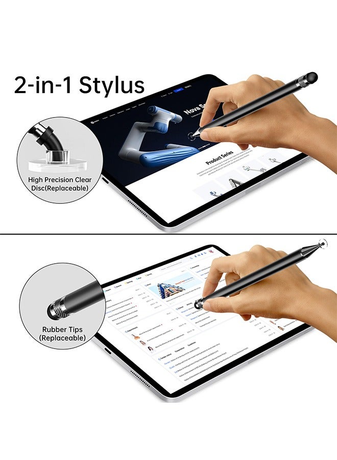 Stylus (5 Pcs), 2-in-1 Stylus Pen for Touch Screen, High Precision and Sensitivity, Suitable for iPhone/ipad/Android Tablets, Compatible with All Touch Screens (Black/White/Blue/Rose Gold/Silver) - Image 3