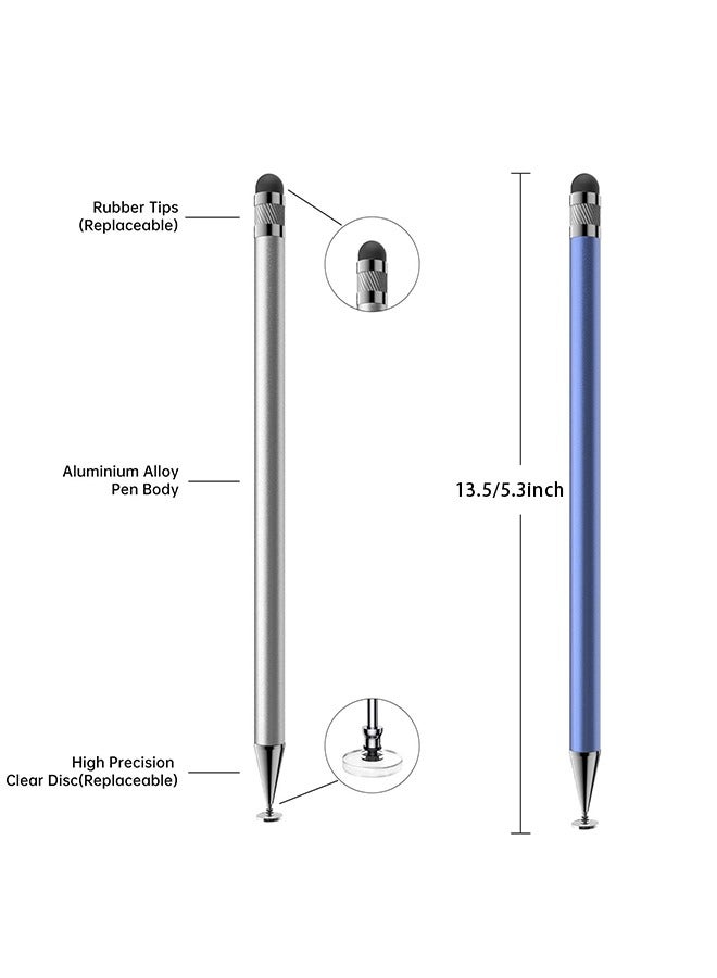 Stylus (5 Pcs), 2-in-1 Stylus Pen for Touch Screen, High Precision and Sensitivity, Suitable for iPhone/ipad/Android Tablets, Compatible with All Touch Screens (Black/White/Blue/Rose Gold/Silver) - Image 2