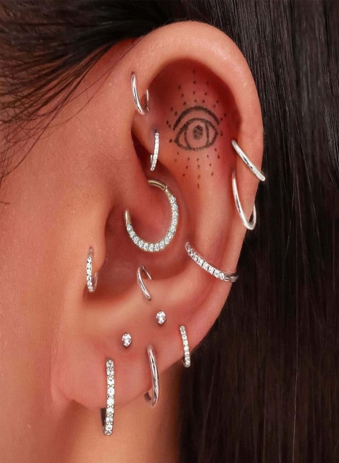 جي ستايل مجموعة Jstyle من 6 قطع، مقاس 16G و18G، حلقات أنف من الفولاذ الجراحي، حلقات دائرية للنساء، مرصعة بأوبل زركونيا مكعبة، حلقات غضروفية، حلقات أنف قابلة للفتح والإغلاق، حلقات أنف مفصلية، حلقات أنف حلزونية، حلقات أنف روك، حلقات أنف تراغوس، مجوهرات ثقب الأنف، مقاس 16G و10 مم - Image 4