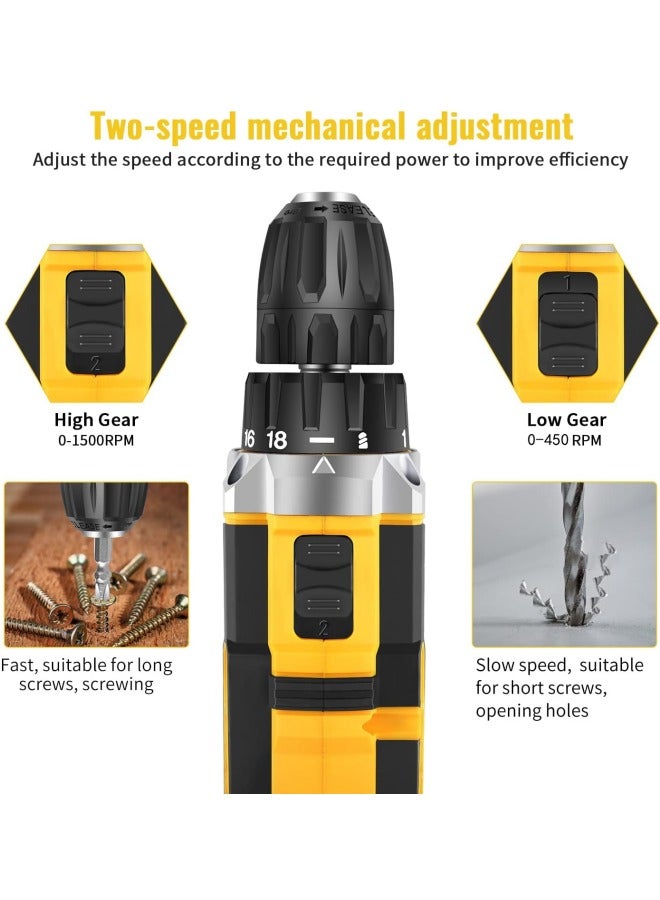 ALongDeng 48V Cordless Drill Set Power Drill Kit with 1PCS Battery 25 Position 2 Variable Speed 3/8'' Keyless Chuck Fast Charger and 24 Pcs Accessories with Case - Image 2