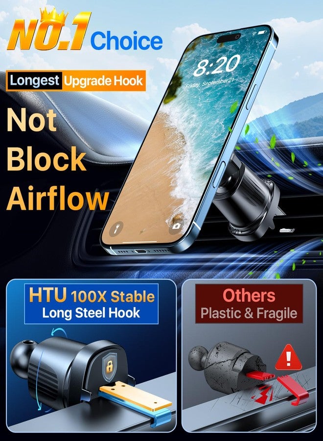 HTU for MagSafe Car Phone Mount Magnetic Phone Holder for Windshield Vent Dashboard Magnetic Suction Phone Mount for iPhone 16/15/14/13/12 & Android (Black) - Image 5