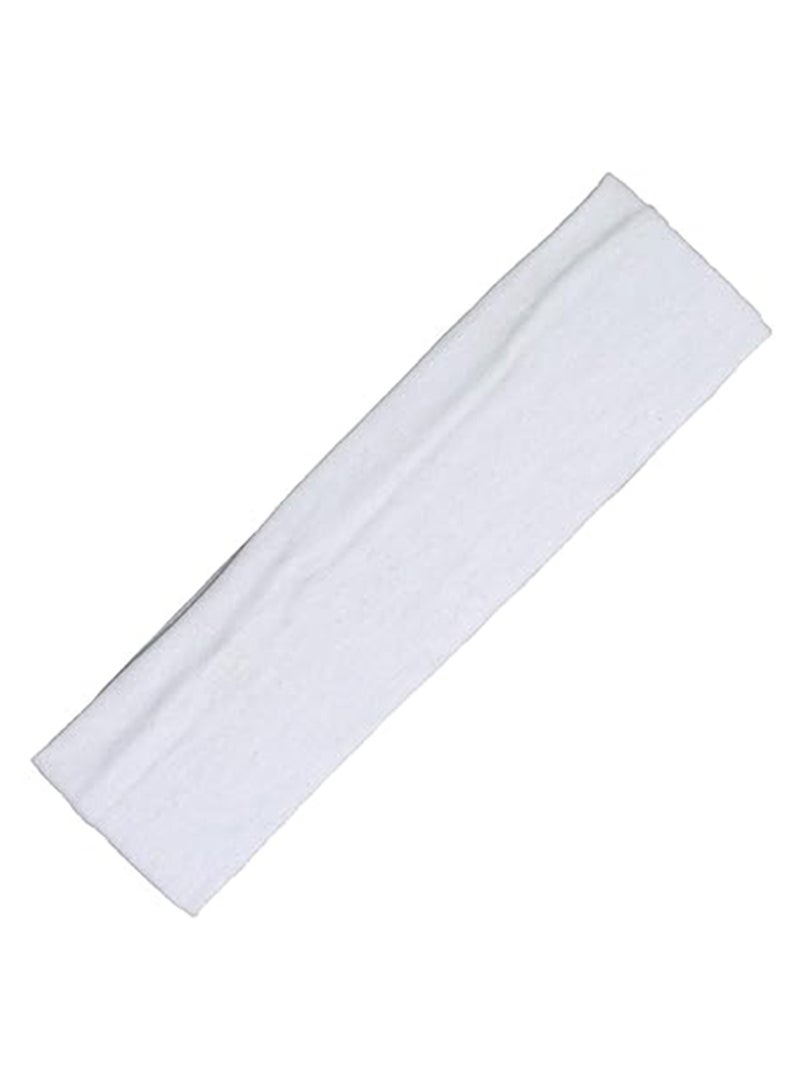 شريط راس عريض للغاية 7 سم سادة قابل للتمدد للجنسين عصابة راس ناعمة لليوجا (ابيض) - Image 2