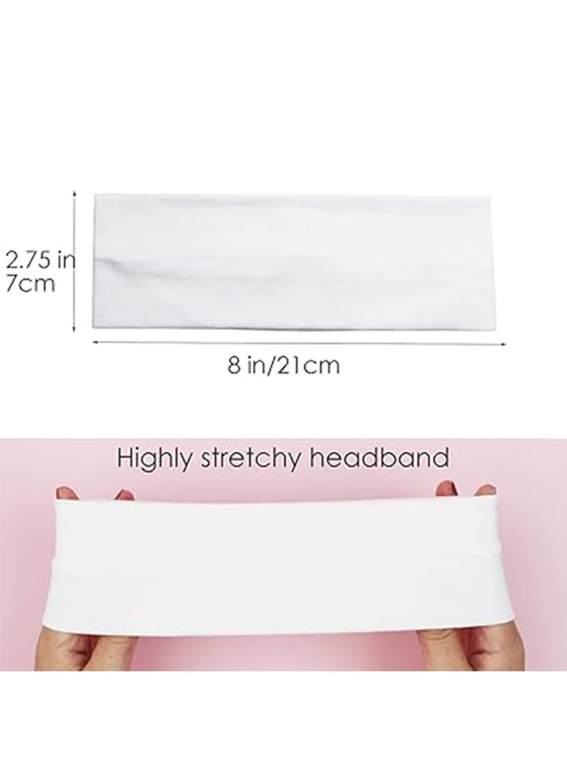 شريط راس عريض للغاية 7 سم سادة قابل للتمدد للجنسين عصابة راس ناعمة لليوجا (ابيض) - Image 4