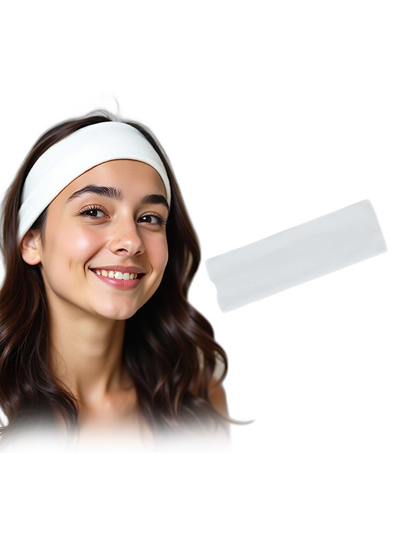 شريط راس عريض للغاية 7 سم سادة قابل للتمدد للجنسين عصابة راس ناعمة لليوجا (ابيض) - Image 1