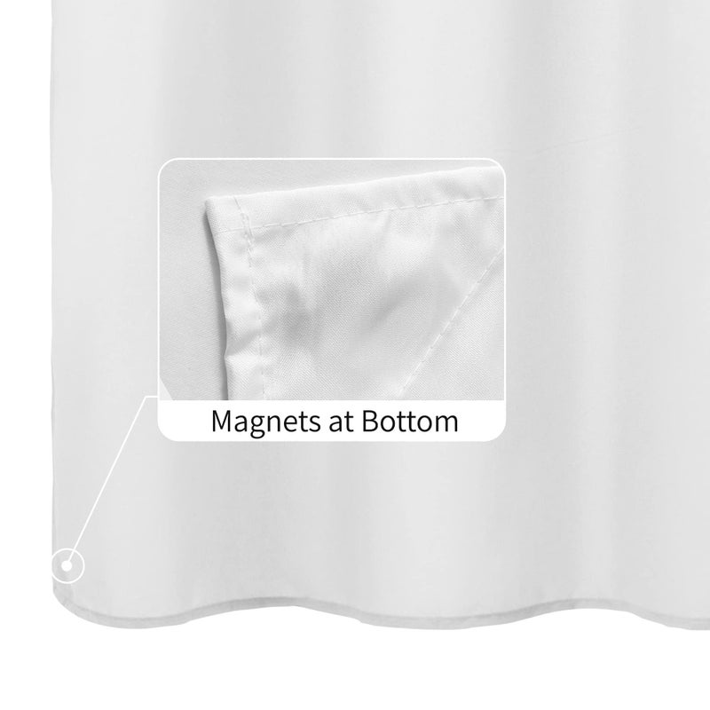 ALYVIA SPRING Long Fabric Shower Curtain Liner Waterproof - 72" x 80", Soft & Lightweight Long Shower Curtain with Magnets, Machine Washable - 72x80, White - Image 2