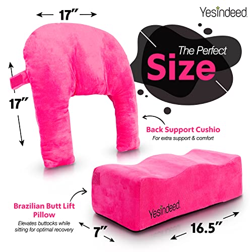 YESINDEED Brazilian Butt Lift Pillow + Back Support – Dr. Approved BBL Foam Pillow Set with Carry Bag, Comfortable & Firm Recovery Cushion for Post Surgery Sitting Relief, Lightweight & Portable, Pink - Image 3