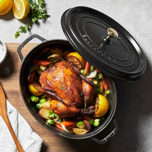 STAUB ستوب لا كوكوت oval 40509-319 بيكو كوكوت oval أسود 12.2 بوصة (31 سم) وعاء كبير ذو مقبضين من الحديد الزهر المينا، متوافق مع الحث - Image 5