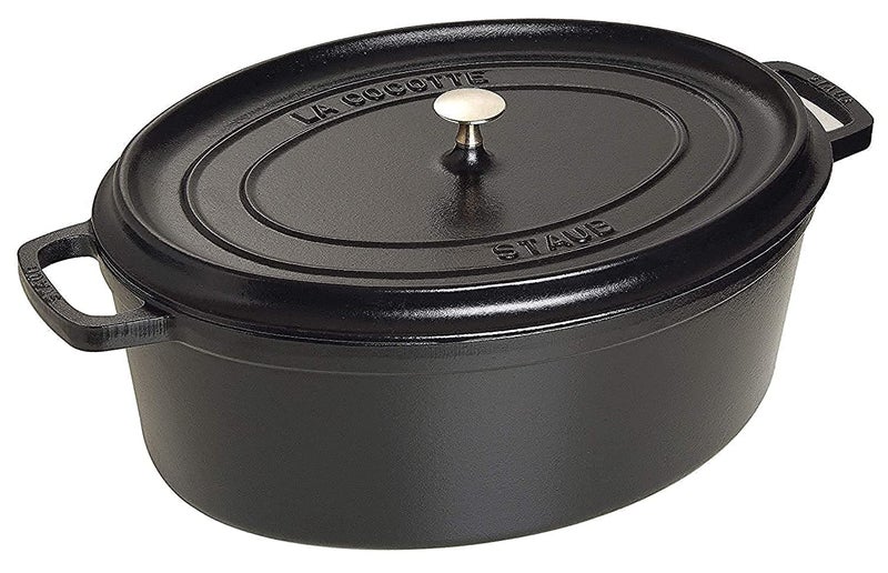 STAUB ستوب لا كوكوت oval 40509-319 بيكو كوكوت oval أسود 12.2 بوصة (31 سم) وعاء كبير ذو مقبضين من الحديد الزهر المينا، متوافق مع الحث - Image 1
