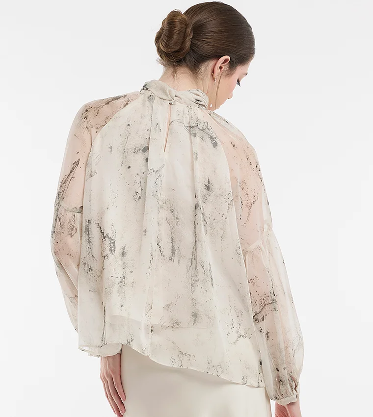 BCBG BCBG Silk Blended Printed Blouse