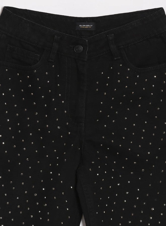 Allen Solly Girl's Regular Jeans (AGDNEWLFR03982_Black - Image 3