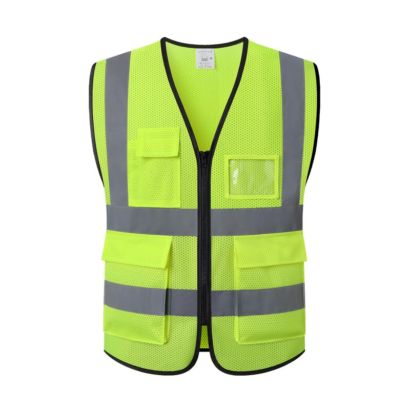 ASIPHITU Reflective Safety Vest for Men Women High Visibility Construction Work Vest with Pockets and zipper front Hi Vis Security Vest with Reflective Strips Meets ANSI/ISEA Standard (AP1-Yellow-M) - Image 1