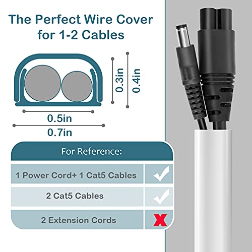 ZhiYo Wire Covers for 2 Cords, 153in White Cord Cover Kit, Cable Cover Paintable, Cable Concealer - Image 3