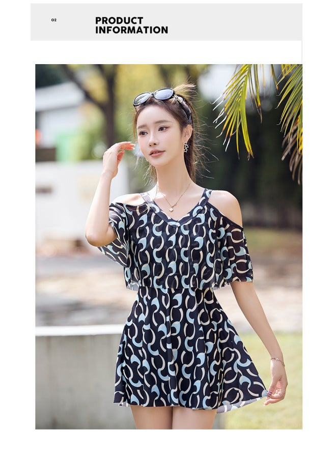 New Women's Swimsuit Women's Fashionable Floral Swimsuit Belly-covering Slimming Conservative Plus Size Split Swimming Suit