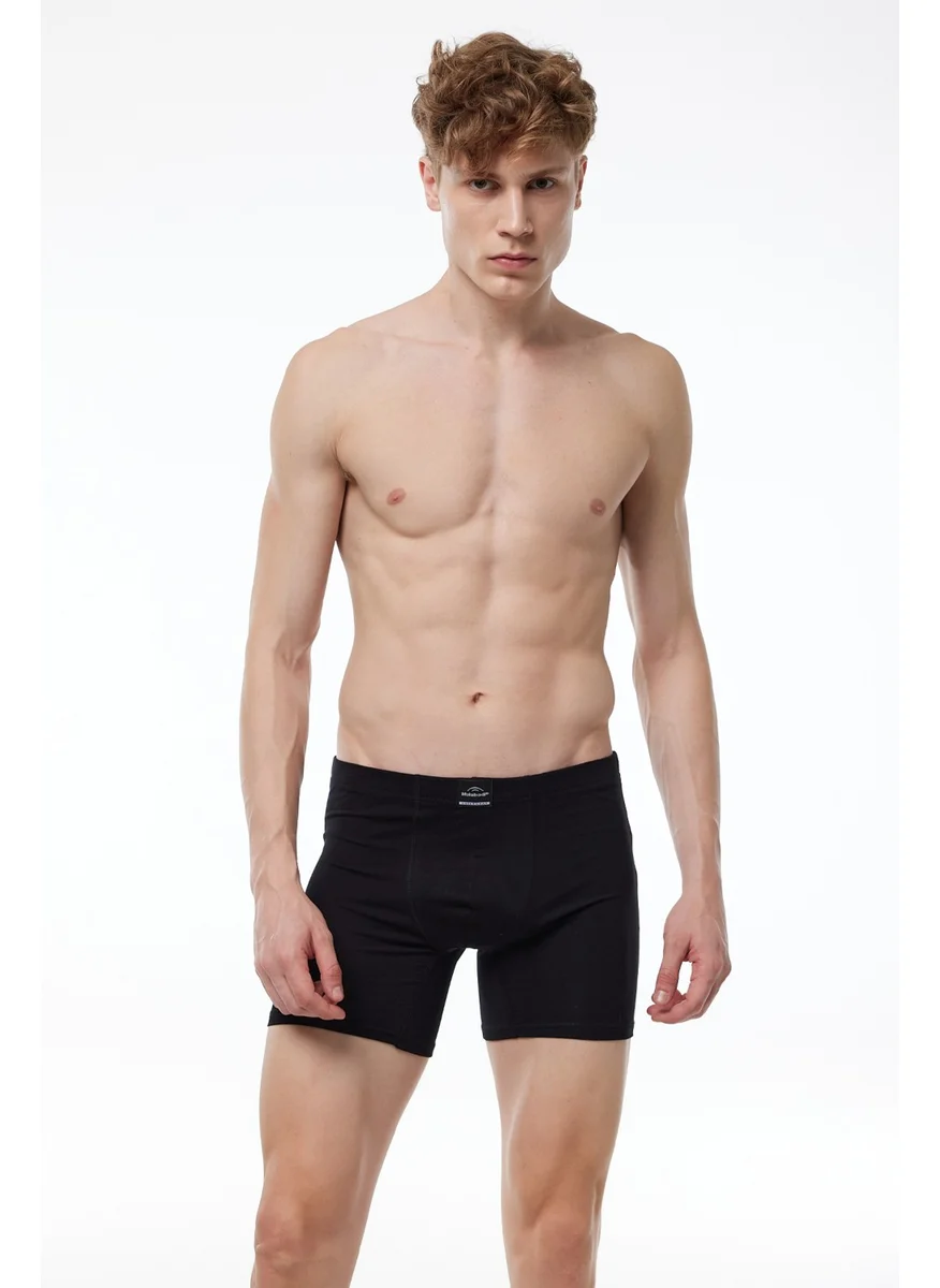 Malabadi Men's Black Cotton Elastane Long Boxer 073