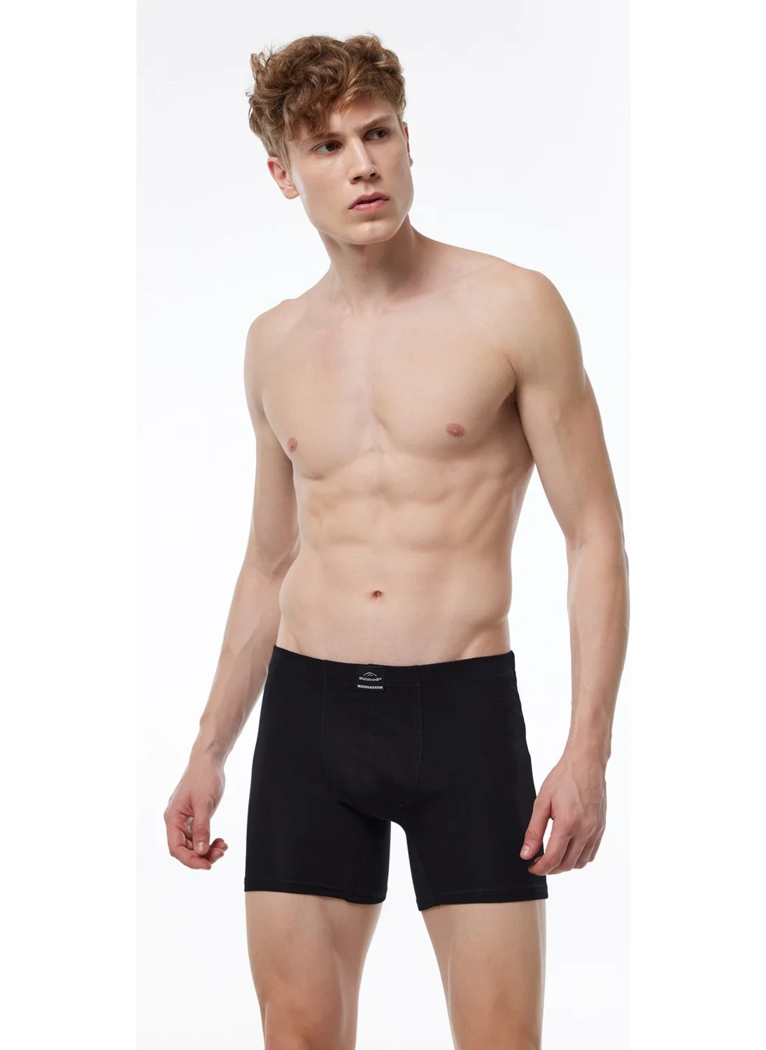 Malabadi Men's Black Cotton Elastane Long Boxer 073