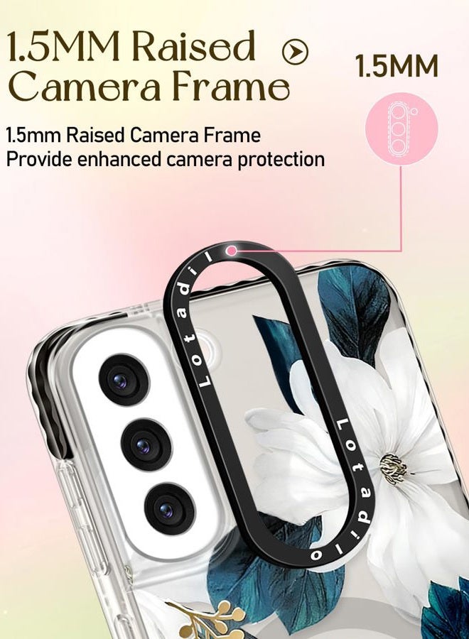 LOTADILO Cute Case for Samsung Galaxy S21 for Women Girls - Funny Design Compatible with Magsafe Magnetic Ring Holder Kickstand Art Blue Flower Fashion Pattern TPU Phone Covers - Image 3