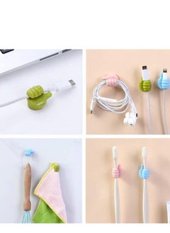 "Self-Adhesive Wall Hooks for Hanging, Cable Organizing Clips, Key Hook Holder Without Holes, Multi-Function Silicone Hooks for Office Wire Organization, 10-Piece Desk Organizer Set" Multicolour