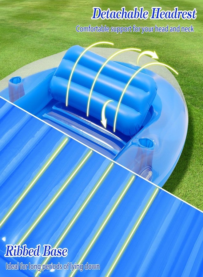 MoKo Inflatable Tanning Pool Lounge Float, Pool Floats Adult Boat with Ice Bar and Cup Holders, 78" x 49" Large Suntan Tub Raft Floaties, Tanning Pool with Pillow for Adult Summer Water Party, Blue - Image 5