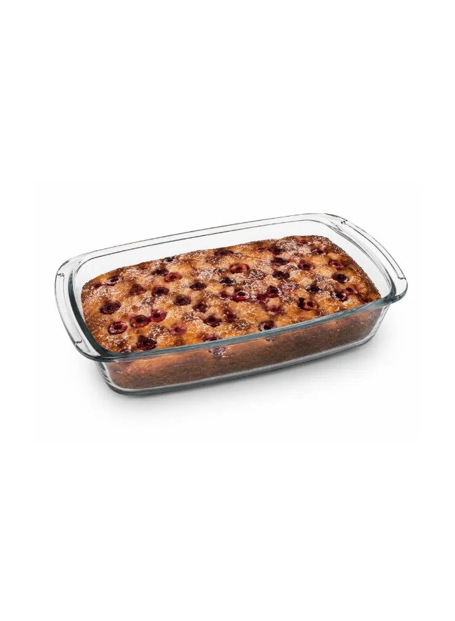Danny Home Borosilicate Glass Baking Dish with Handles, 1.8L (27 x 13 x 8 cm / 10.6 x 5.1 x 3.1 in), Oven Safe Rectangular Bakeware Dish - Image 1