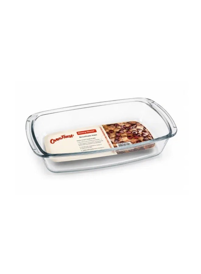 Danny Home Borosilicate Glass Baking Dish with Handles, 1.8L (27 x 13 x 8 cm / 10.6 x 5.1 x 3.1 in), Oven Safe Rectangular Bakeware Dish - Image 3