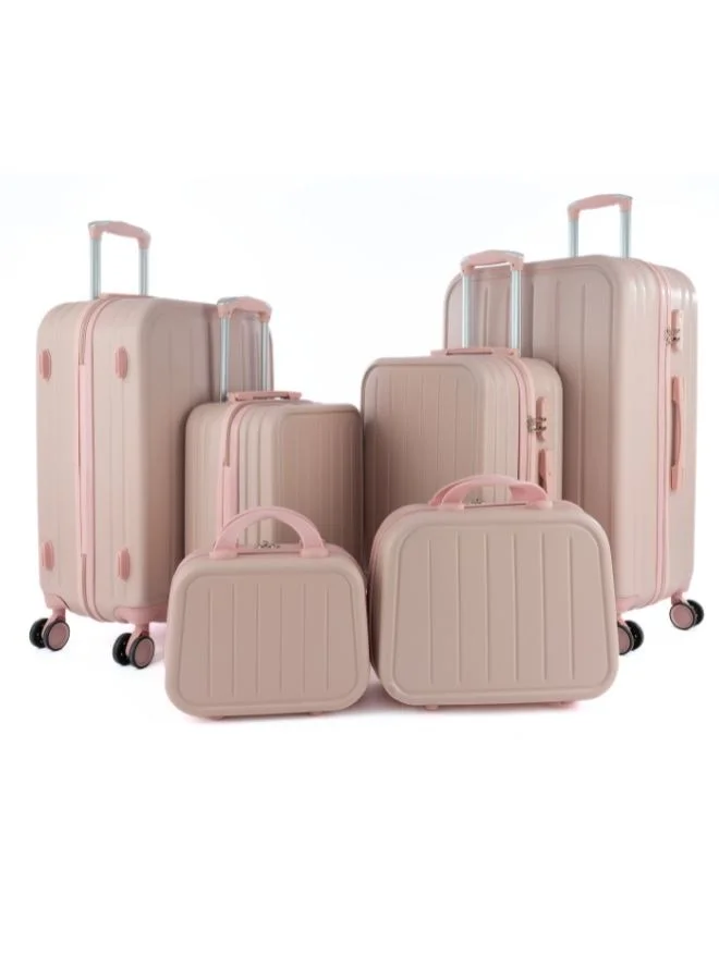 LIMRA Luggage set 6 pieces travel Bags with a distinctive design from limra pink