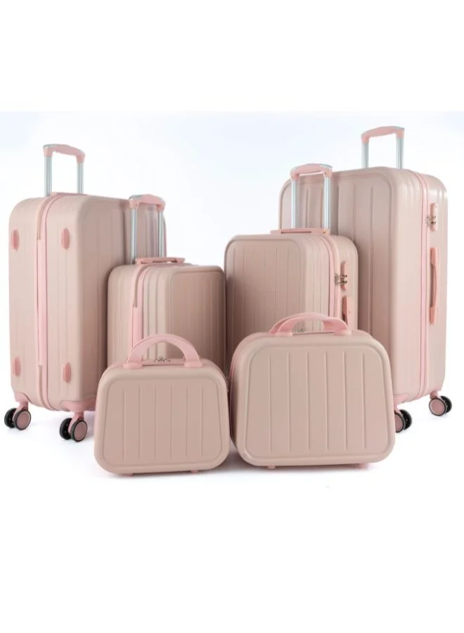 LIMRA Luggage set 6 pieces travel Bags with a distinctive design from limra pink