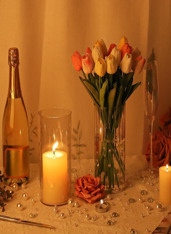 Suream Flower Vase, 7.8 Inch Tall Plastic Cylinder Vases for Centerpieces, Hurricane Candle Holder for Wedding Party Home Table Decor - Image 5