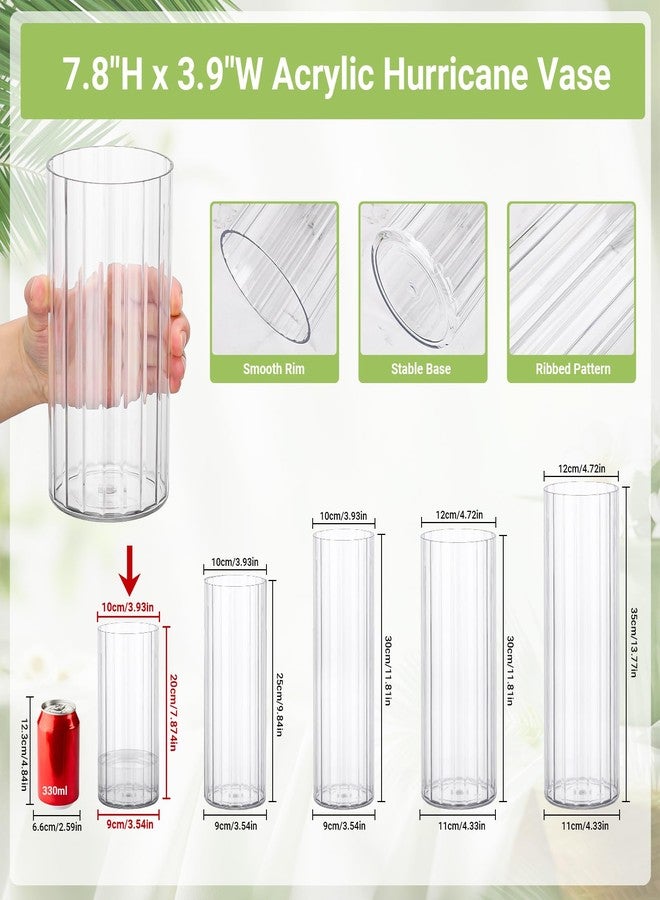 Suream Flower Vase, 7.8 Inch Tall Plastic Cylinder Vases for Centerpieces, Hurricane Candle Holder for Wedding Party Home Table Decor - Image 2