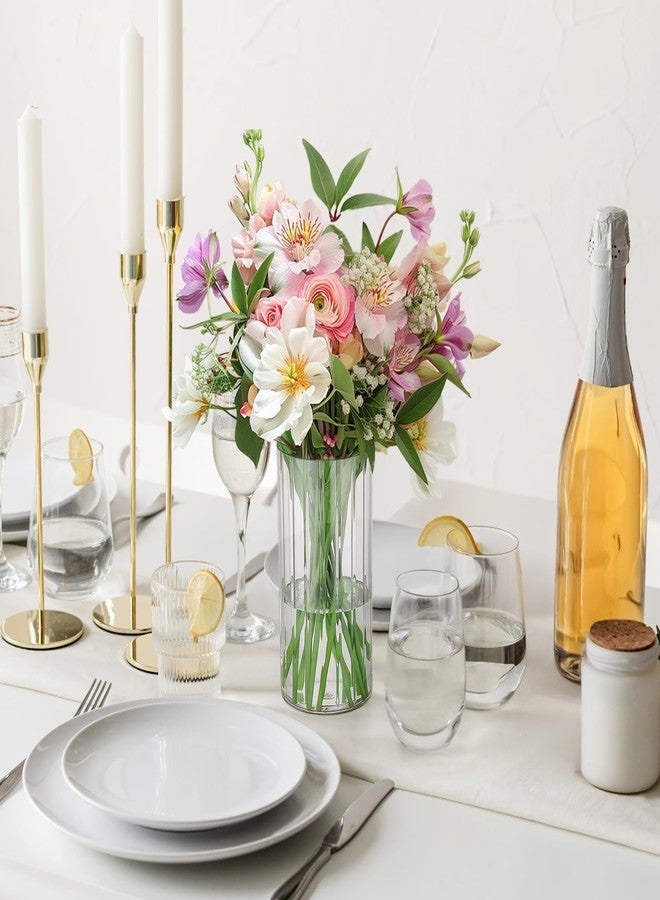 Suream Flower Vase, 7.8 Inch Tall Plastic Cylinder Vases for Centerpieces, Hurricane Candle Holder for Wedding Party Home Table Decor - Image 4