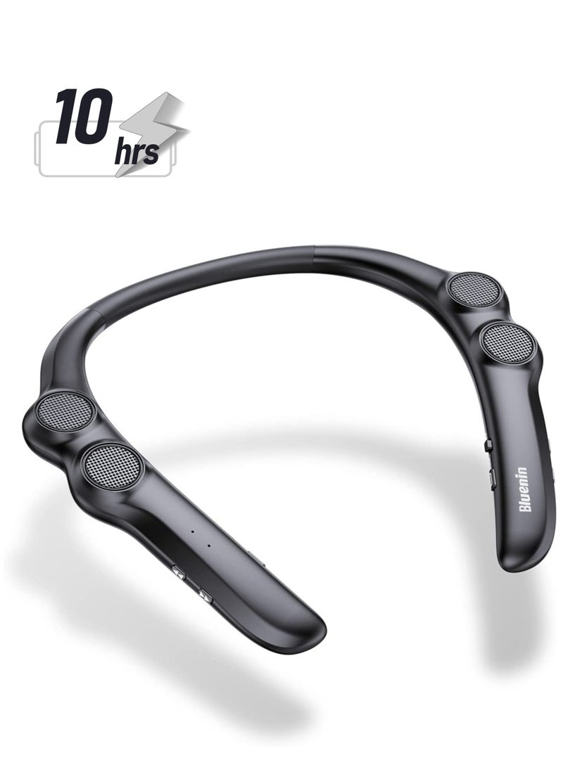 Neckband Bluetooth Speakers, Black Wearable Wireless Speake, Personal Sport Speaker, 3D Surround Sound Stereo, for Home&Outdoor - Image 1
