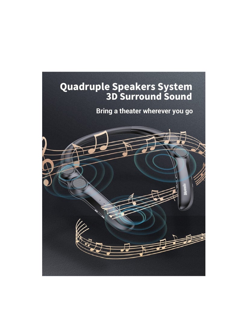 Neckband Bluetooth Speakers, Black Wearable Wireless Speake, Personal Sport Speaker, 3D Surround Sound Stereo, for Home&Outdoor - Image 4