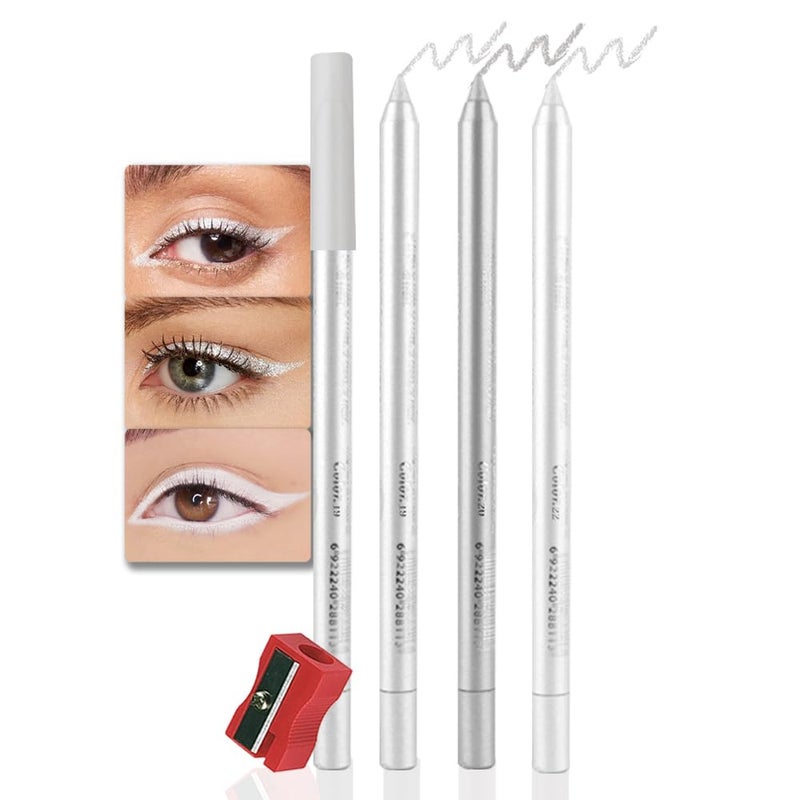 evpct evpct 3Pcs Pearl White  Silver  White Gel Glitter Eyeliner Pencils Set for Women Waterproof Smudge Proof lapiz de ojos delineador de ojos contra el agua Eye Liner Makeup 19 20 22
